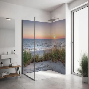 Duschrückwand Eckset Dünenlandschaft bei Sonnenuntergang (MAR_37_21 Maritim) PlateART