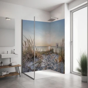 Duschrückwand Eckset Dünenlandschaft bei Sonnenaufgang (MAR_48_22 Maritim) PlateART
