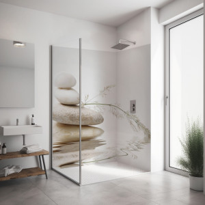 Duschrückwand Eckset Wellness Steine beige (SPA_13_20 Wellness) PlateART