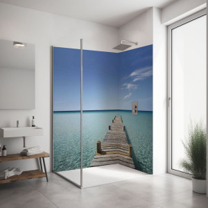 PlateART Duschrückwand Eckset K_05_16 (Strand & Meer), 2 Platten à 900 x 2000 mm