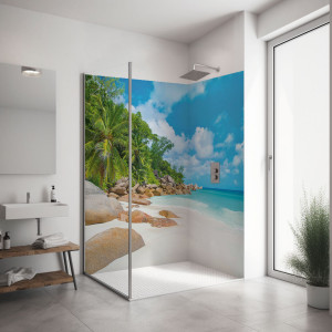 PlateART Duschrückwand Eckset K_09_17 (Strand & Meer), 2 Platten à 900 x 2000 mm