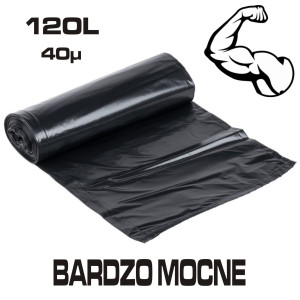 Worki 120L super mocne 70x110cm czarne 25 sztuk