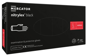 MERCATOR nitrylex rękawice nitrylowe czarne rozm. L (8-9) 100 sztuk