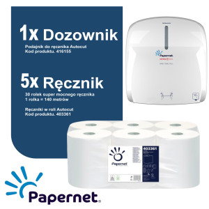 PAPERNET Zestaw startowy ręcznik w roli Autocut 403361 + dozownik Autocut 416155