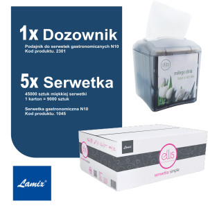 LAMIX Zestaw startowy serwetka gastronomiczna N10 + dozownik do serwetki N10