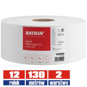 104994 KATRIN jumbo papier 2warstwowy 130mb / 12 sztuk