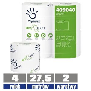 409040 PAPERNET papier toaletowy BioTECH 2-warstwy 27,50mb / 4 sztuki