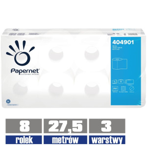 404901 PAPERNET papier toaletowy 3-warstwy 27,5 mb / 8 sztuk