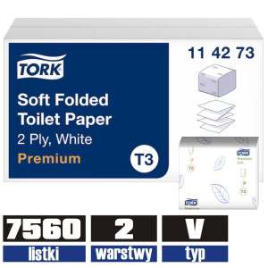 114273 TORK T3 papier w listkach 2w makulatura 7560 listków