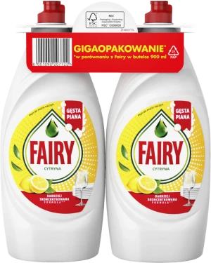 FAIRY płyn do mycia naczyń DUOPACK 2x900ml - Lemon