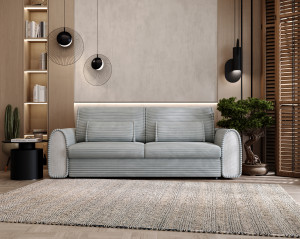 Sofa z funkcją spania Nella z pojemnikiem jasnoszara