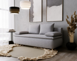 Sofa Mona z funkcją spania nóżki drewniane szary