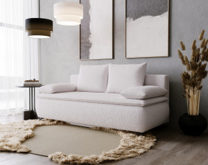 Sofa Mona z funkcją spania nóżki metalowe beż