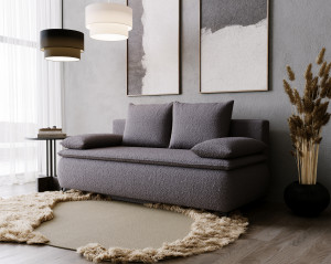 Sofa Mona z funkcją spania nóżki metalowe szarobrązowy