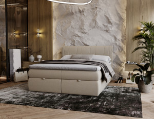 OFERTA LIMITOWANA Łóżko tapicerowane Velvet 160x200 z pojemnikiem beżowe