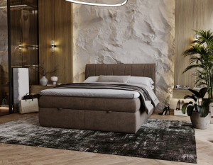 OFERTA LIMITOWANA Łóżko tapicerowane Velvet 160x200 z pojemnikiem brązowe