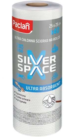Paclan Silver Space Ściereczka na rolce 40 sztuk 25 x 25 cm