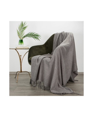 Koc z frędzlami 125x160 Akryl stalowy Eurofirany