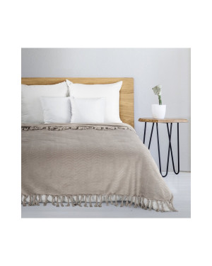 Koc z frędzlami 150x200 Emma beżowy Eurofirany