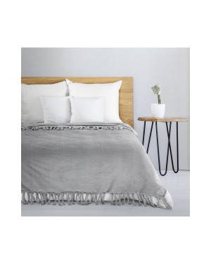 Koc z frędzlami 150x200 Emma srebrny Eurofirany