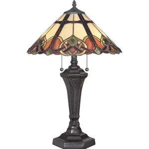 Lampa stołowa witrażowa 2-punktowa brązowa QZ/CAMBRIDGE/TL z serii CAMBRIDGE - Elstead Lighting