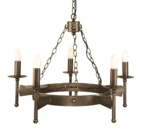 Żyrandol metalowy brązowy 5-punktowy CW5 OLD BRZ z serii CROMWELL - Elstead Lighting