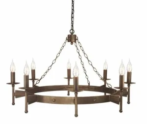Żyrandol metalowy brązowy 8-punktowy CW8 OLD BRZ z serii CROMWELL - Elstead Lighting