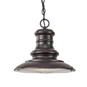 Lampa wisząca metalowa brązowa ze szklanym kloszem FE/REDDING8/M RB z serii REDDING STATION - Elstead Lighting