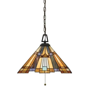 Lampa wisząca witrażowa szklana 3-punktowa QZ/INGLENOOK/P/A z serii INGLENOOK - Elstead Lighting