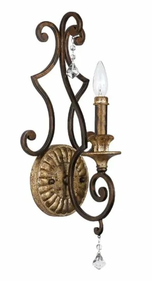 Kinkiet metalowy brązowy z kryształkami QZ/MARQUETTE1 z serii MARQUETTE - Elstead Lighting
