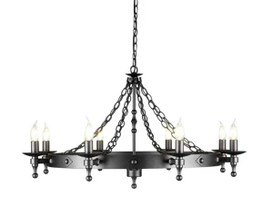 Żyrandol metalowy grafitowy 8-punktowy WR8 z serii WARWICK - Elstead Lighting
