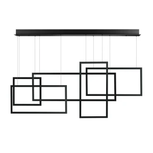 Azzardo Lampa wisząca metalowa czarna prostokątna AZ2850 z serii RING QUADRATUS