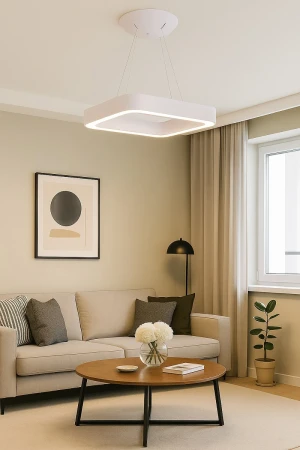 Azzardo Lampa wisząca biała metalowa okrągła 110cm AZ3988 z serii SOLVENT