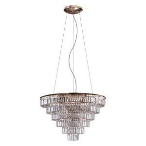 Azzardo Lampa wisząca kryształowa złota 12-punktowa 80cm AZ4906 z serii SALERNO
