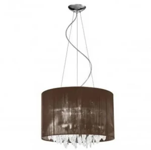 Azzardo Lampa wisząca brązowa z tkaniny i kryształów 7-punktowa AZ0511 z serii SIDNEY