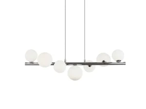Azzardo Lampa wisząca szklana biało-chromowa 10-punktowa AZ2100 z serii SYBILLA