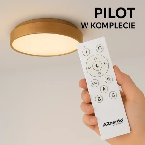 Azzardo Lampa sufitowa LED drewniana okrągła 60cm AZ4993 z serii SANTANA