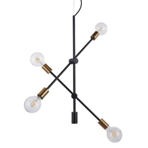 Lampa wisząca loft czarno-złota 4-punktowa MD-BR-262002-D4-G/B z serii EDMOND - Lampy Italux