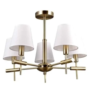 Lampa wisząca złota metalowa z białymi abażurami 5-punktowa MD38482-5 z serii BALTER - Lampy Italux