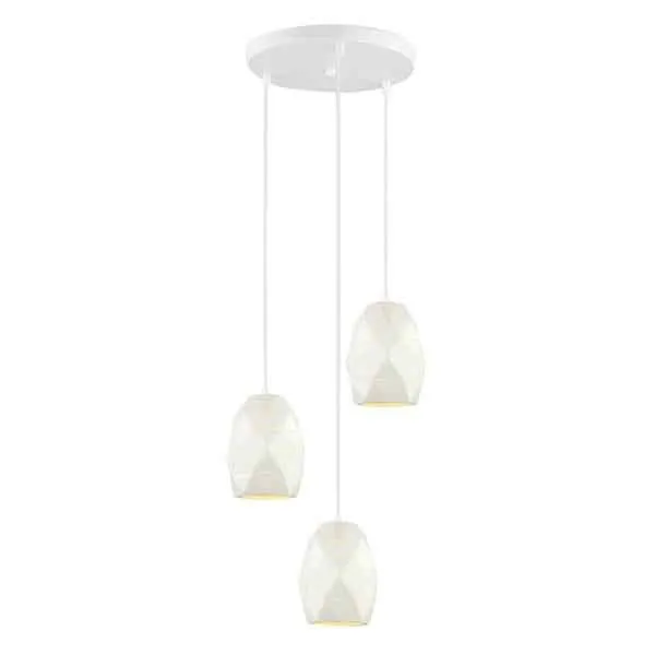 Lampa wisząca biała metalowa 3-punktowa MDM-3480/3A W z serii HARLEY - Lampy Italux