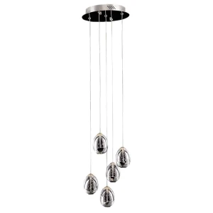 Lampa wisząca chromowana 5-punktowa LED PND-22112132-5A-CR z serii HUELTO - Lampy Italux