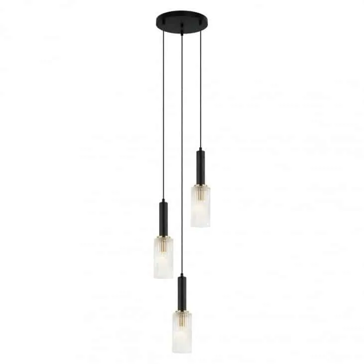 Lampa wisząca 3-punktowa czarno-złota szklana PND-43309-3 z serii Perola - Lampy Italux
