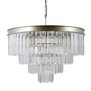 Lampa wisząca kryształowa złota 8-punktowa PND-44372-8-CHMP-GLD z serii VERDES - Lampy Italux