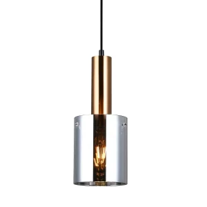 Lampa wisząca mosiężna szklana 13cm PND-5581-1-BRO+SG z serii SARDO - Lampy Italux