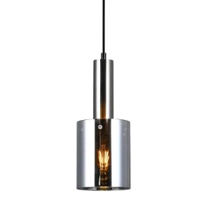 Lampa wisząca szklana srebrna cylindryczna PND-5581-1-SC+SG z serii SARDO - Lampy Italux
