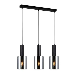 Lampa wisząca czarna szklana 3-punktowa PND-5581-3-BK+SG z serii SARDO - Lampy Italux