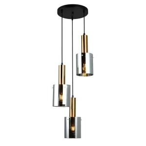 Lampa wisząca 3-punktowa mosiężna ze szklanymi kloszami PND-5581-3A-BRO+SG z serii SARDO - Lampy Italux