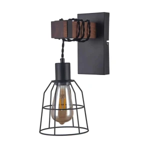 Kinkiet loftowy czarny z drewnianym elementem WL-4793-1-L z serii REDA - Lampy Italux
