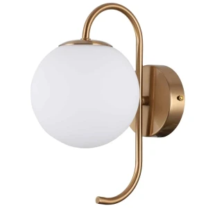 Kinkiet złoty metalowy z kulistym kloszem WL-5500-1-HBR z serii GELA - Lampy Italux