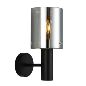 Kinkiet czarny metalowy z dymionym kloszem WL-5581-1A-BK+SG z serii SARDO - Lampy Italux